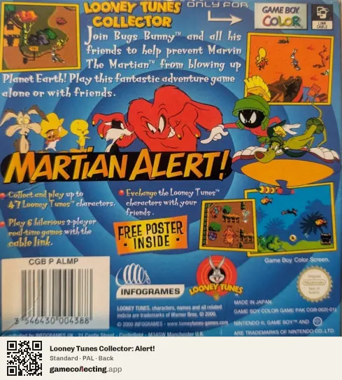 Looney Tunes Collector: Alert! Game Boy Color, PAL box back
