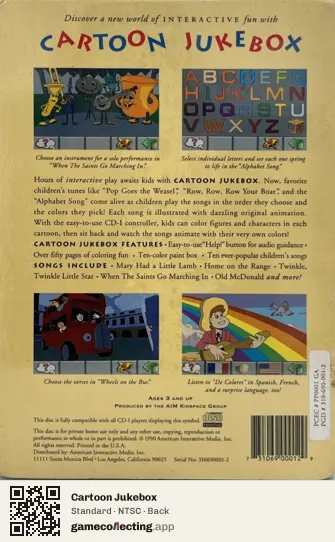 Cartoon Jukebox Philips CD-i, NTSC box back