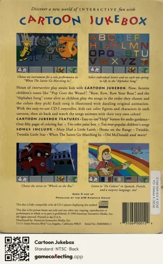 Cartoon Jukebox Philips CD-i, NTSC box back