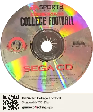 Bill Walsh College Football Sega Mega-CD / Sega CD, NTSC disc