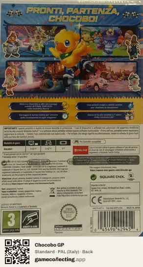 Chocobo GP Nintendo Switch, Italy box back