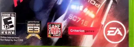 Need for Speed: Hot Pursuit, the ESRB box on its front