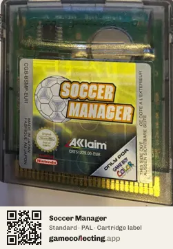 Soccer Manager Game Boy Color, PAL cartridge label