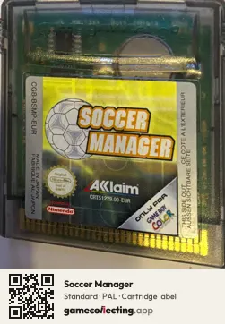 Soccer Manager Game Boy Color, PAL cartridge label