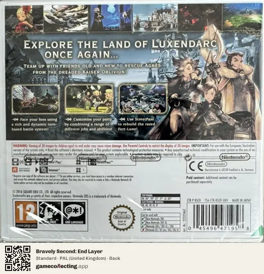 Bravely Second: End Layer Nintendo 3DS, United Kingdom box back