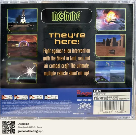 Incoming Sega Dreamcast, NTSC box back