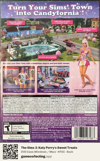 The Sims 3: Katy Perry's Sweet Treats Computer, NTSC box back