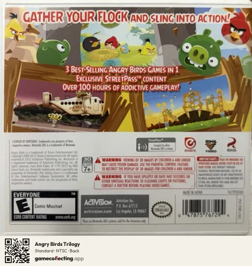 Angry Birds Trilogy Nintendo 3DS, NTSC box back