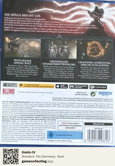 Diablo IV PlayStation 5, Germany box back