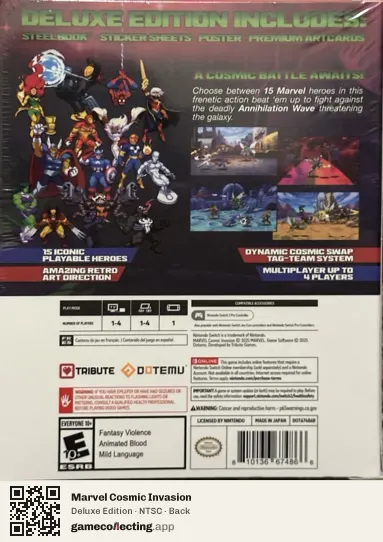 Marvel Cosmic Invasion Nintendo Switch 2, NTSC box back
