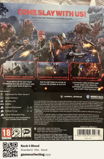 Back 4 Blood Xbox Series X, PAL box back