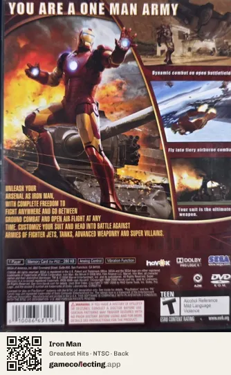 Iron Man PlayStation 2, NTSC box back