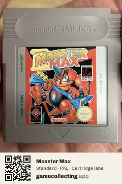 Monster Max Game Boy, PAL cartridge label