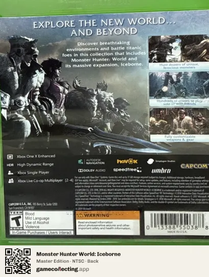 Monster Hunter World: Iceborne Xbox One, NTSC box back