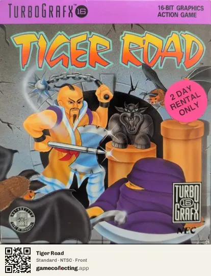 Tiger Road TurboGrafx-16, NTSC box front
