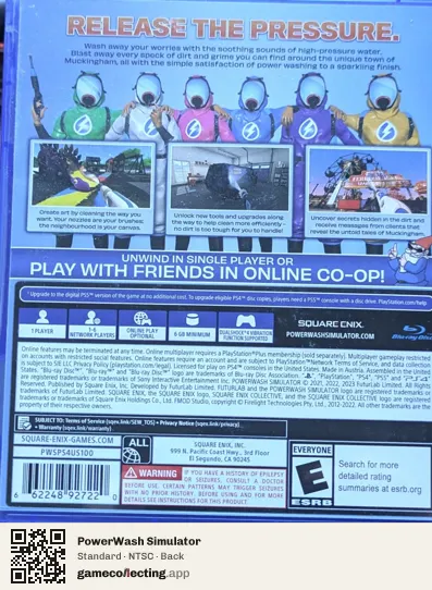 PowerWash Simulator PlayStation 4, NTSC box back