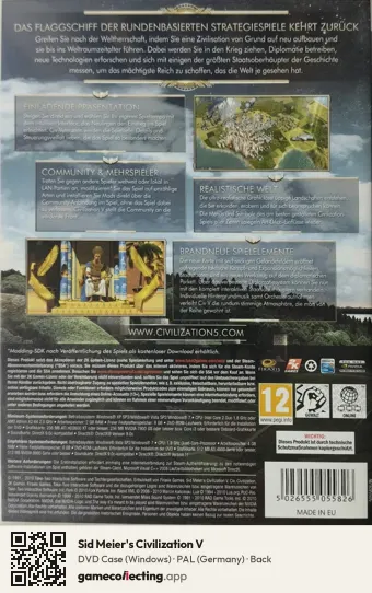 Sid Meier's Civilization V Computer, Germany box back