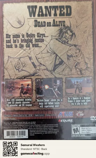Samurai Western PlayStation 2, NTSC box back
