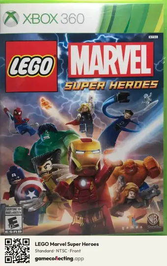 LEGO Marvel Super Heroes Xbox 360, NTSC box front