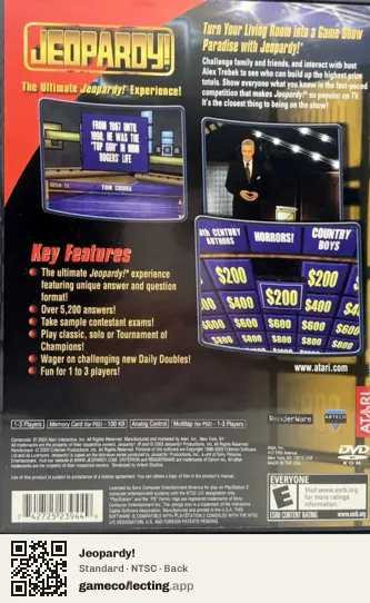 Jeopardy! PlayStation 2, NTSC box back