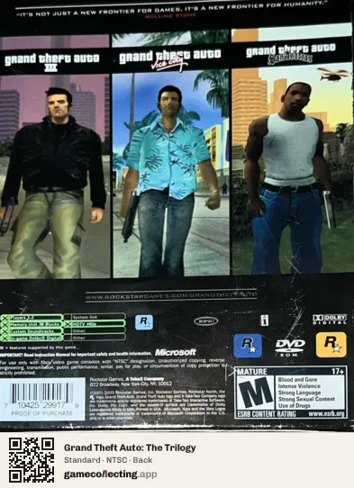 Grand Theft Auto: The Trilogy Xbox, NTSC box back
