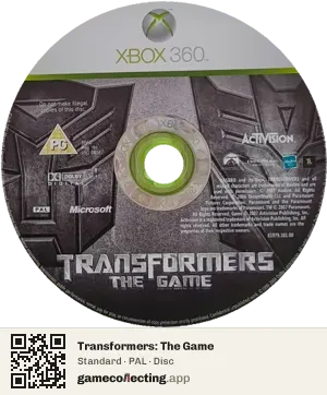Transformers: The Game Xbox 360, PAL disc