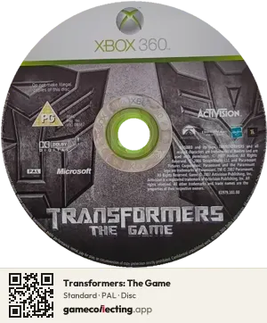 Transformers: The Game Xbox 360, PAL disc