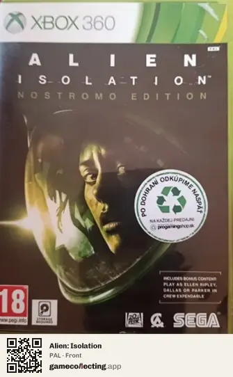 Alien: Isolation Xbox 360, PAL box front