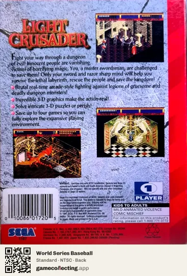 World Series Baseball Sega Mega Drive / Genesis, NTSC box back