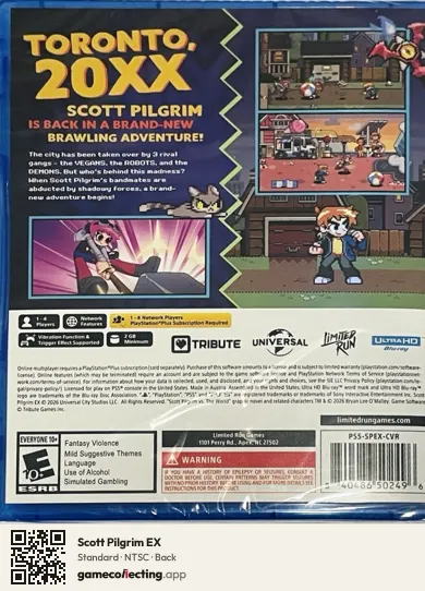 Scott Pilgrim EX PlayStation 5, NTSC box back