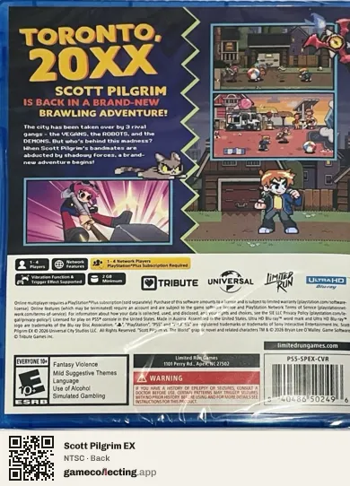 Scott Pilgrim EX PlayStation 5, NTSC box back
