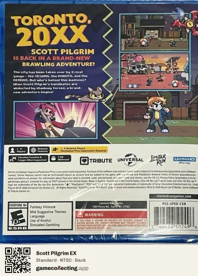 Scott Pilgrim EX PlayStation 5, NTSC box back