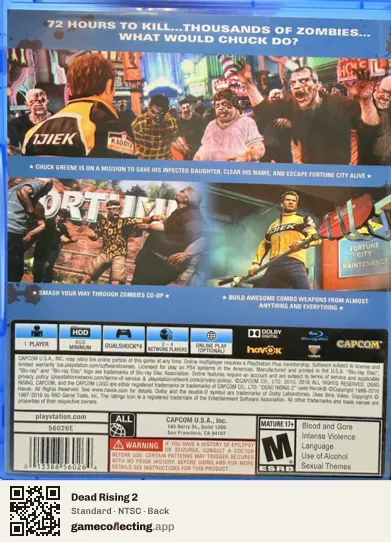 Dead Rising 2 PlayStation 4, NTSC box back