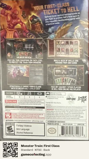 Monster Train: First Class Nintendo Switch, NTSC box back