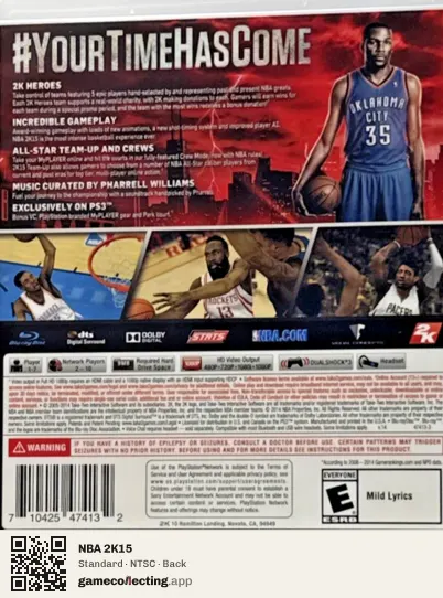 NBA 2K15 PlayStation 3, NTSC box back