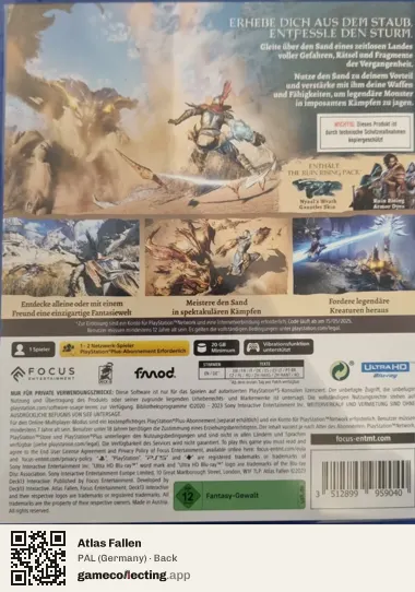 Atlas Fallen PlayStation 5, Germany box back