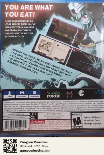 Dungeon Munchies PlayStation 4, NTSC box back