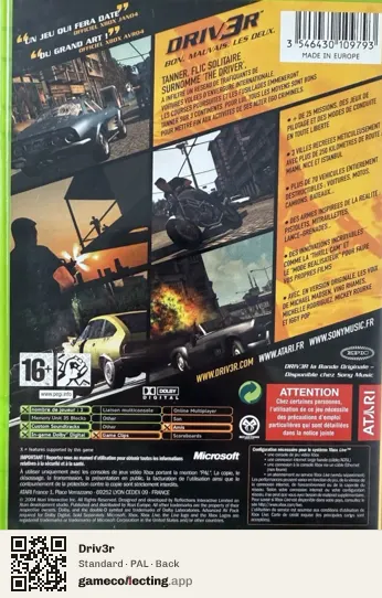 Driv3r Xbox, PAL box back