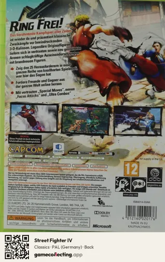 Street Fighter IV Xbox 360, Germany box back
