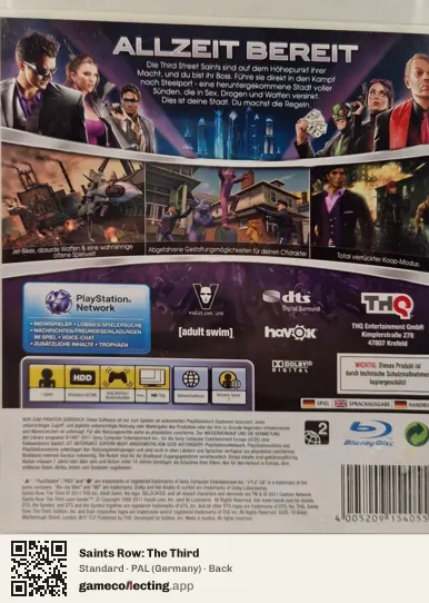 Saints Row: The Third PlayStation 3, Germany box back