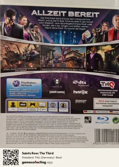 Saints Row: The Third PlayStation 3, Germany box back