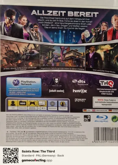 Saints Row: The Third PlayStation 3, Germany box back