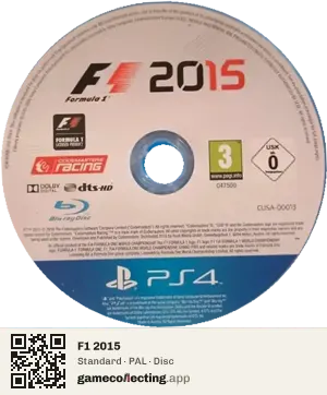 F1 2015 PlayStation 4, PAL disc