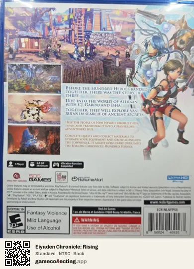 Eiyuden Chronicle: Rising PlayStation 5, NTSC box back