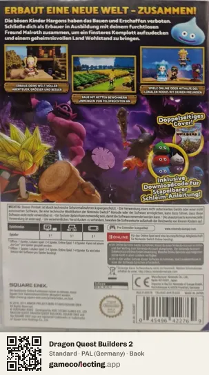 Dragon Quest Builders 2 Nintendo Switch, Germany box back
