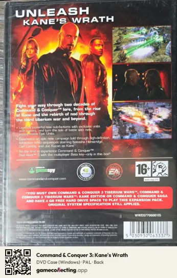 Command & Conquer 3: Kane's Wrath Computer, PAL box back