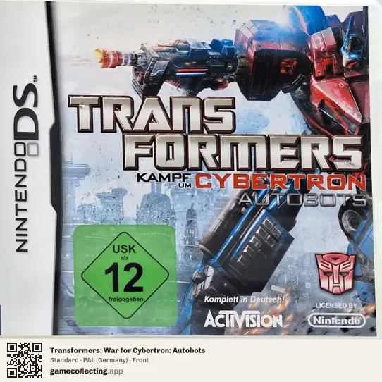 Transformers: War for Cybertron: Autobots Nintendo DS, Germany box front