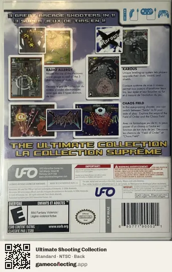 Ultimate Shooting Collection Nintendo Wii, NTSC box back