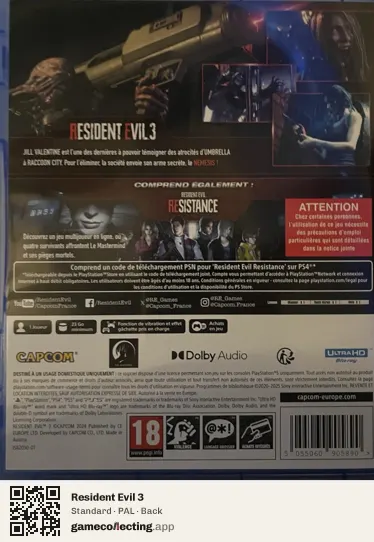 Resident Evil 3 PlayStation 5, PAL box back