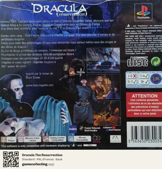 Dracula The Resurrection PlayStation, France box back